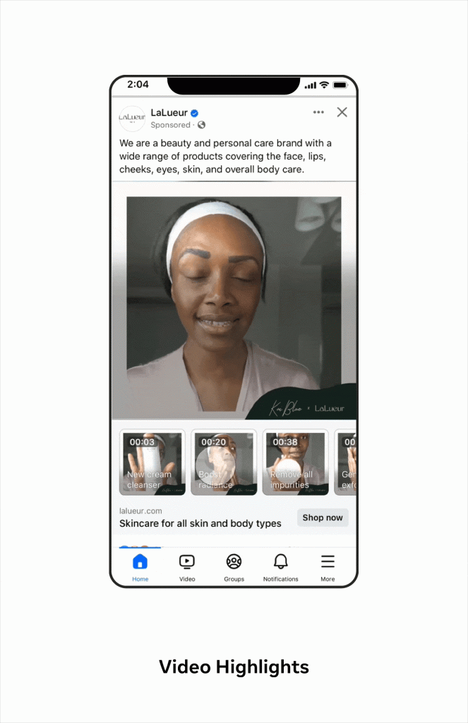 Video highlights meta ai social ads